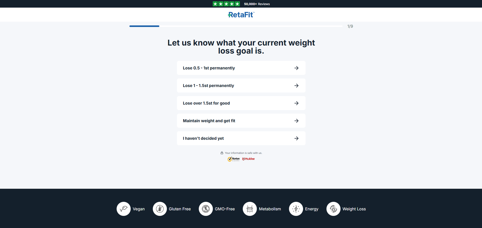RetaFit UK weight loss quiz